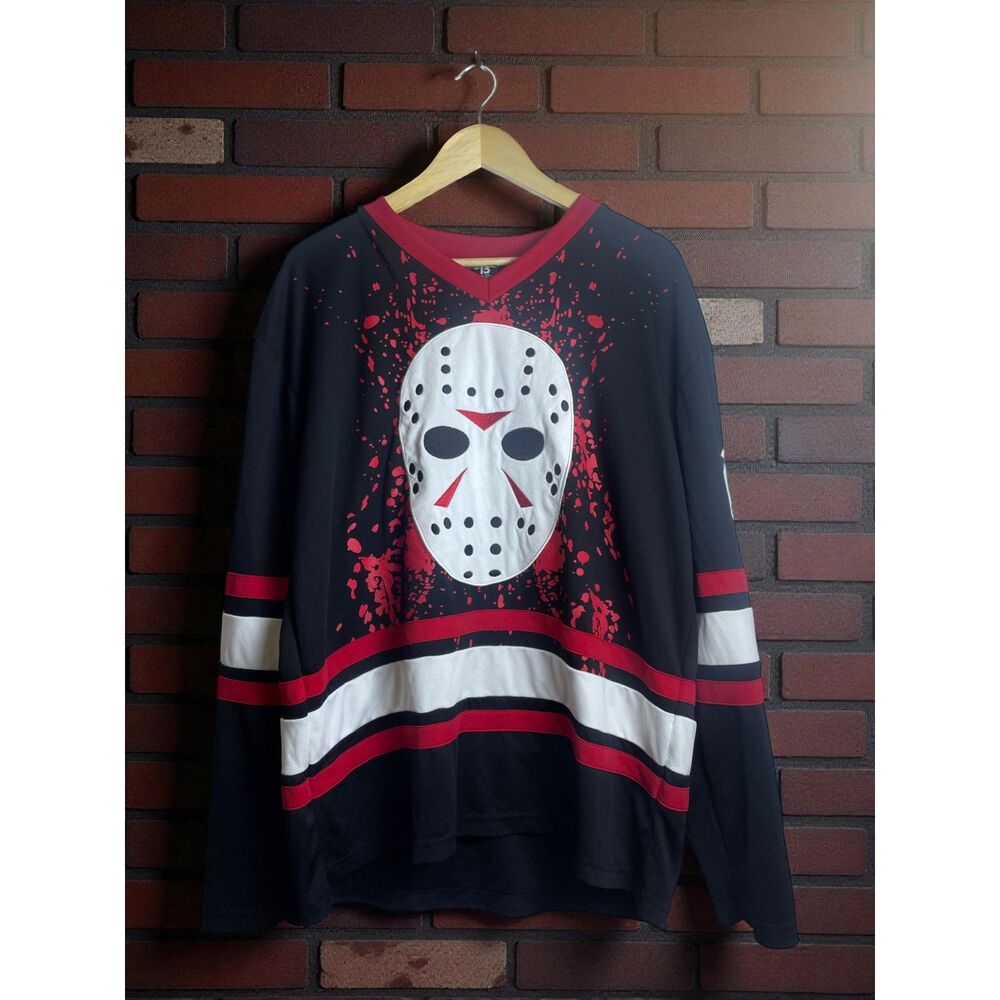 Friday the 13th Jason Voorhees Hockey Jersey – Black/Red – Size L